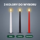 3 kolory do wyboru: biała, czarna i czerwona świeca stożkowa LED z zapalonym płomieniem LED