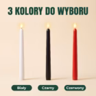 3 kolory do wyboru: biała, czarna i czerwona świeca stożkowa LED