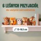 6 leśnych przyjaciół do uszycia samodzielnie, wielkość 13–16,5 cm